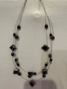 Reitmans Multi-Strand Hematite Bead Necklace in Black